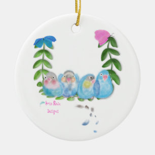 Cerámica Adorno de Navidad de pájaros de amor azules