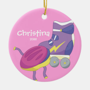 Cerámica Adorno de Navidad de patín de ruedas sport morado