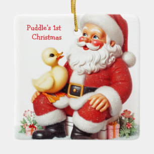Cerámica Adorno de Navidad de patito de estilo vintage