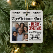 Adorno de Navidad de periódico personalizado con f