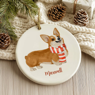 Cerámica Adorno de Navidad de perro Corgi