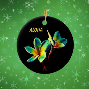 Cerámica Adorno de Navidad de Plumeria impresionante hawaia