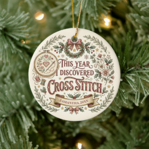 Cerámica Adorno de Navidad de Punto de Cruz Personalizado