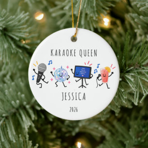 Cerámica Adorno de Navidad de Reina de Karaoke Personalizad