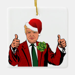 Cerámica adorno de navidad de santa claus donald trump