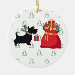 Cerámica Adorno de Navidad de schnauzer con Felices Fiestas