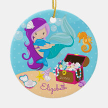 Adorno de Navidad de Sirena y Delfín Lindo
