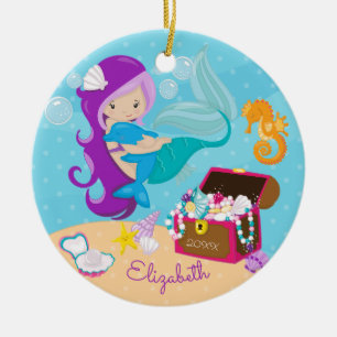 Cerámica Adorno de Navidad de Sirena y Delfín Lindo