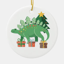 Adorno de Navidad de Stegosaurus Stego-Festivo