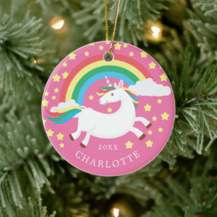 Cerámica Adorno de Navidad de Unicornio de Arcoíris Mágico