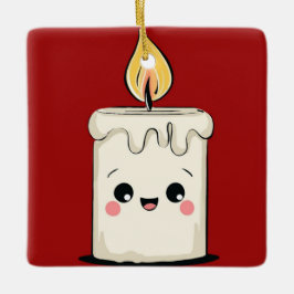 Cerámica Adorno de Navidad de Vela Sonriente – Minimalista