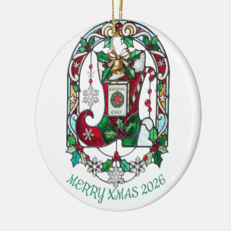 Cerámica Adorno de Navidad de Vidrio Emplomado Reina de Mah