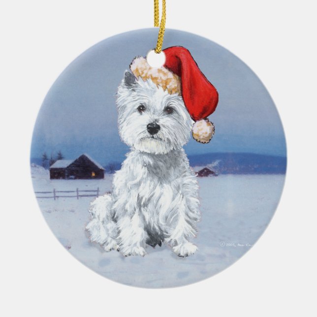 Cerámica Adorno de Navidad de Westies (Frente)