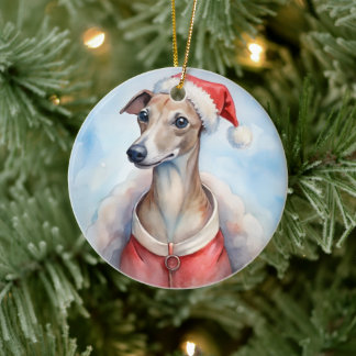 Cerámica Adorno de Navidad de Whippet - Festivo Vacacional