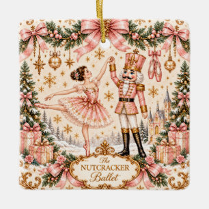Cerámica Adorno de Navidad del Ballet Cascanueces Rosa