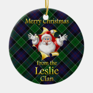 Cerámica Adorno de Navidad del Clan Escocés Leslie