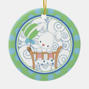 Cerámica Adorno de Navidad del primer conejo bebé precioso
