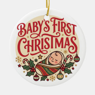 Cerámica Adorno de Navidad del Primer Cumpleaños del Bebé