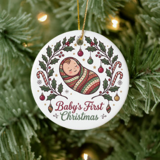 Cerámica Adorno de Navidad del Primer Cumpleaños del Bebé |