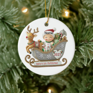 Cerámica Adorno de Navidad del Primer Cumpleaños del Bebé