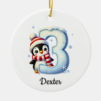 Cerámica Adorno de Navidad del tercer pingüino lindo 
