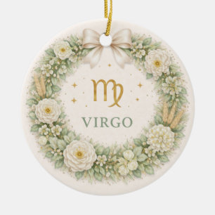 Cerámica Adorno de Navidad del Zodiaco de Virgo – Corona fl