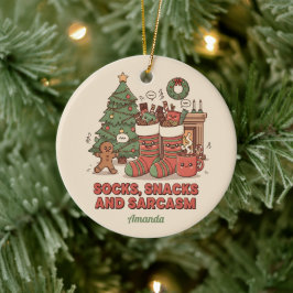 Cerámica Adorno de Navidad Divertido Calcetines Snacks y Sa