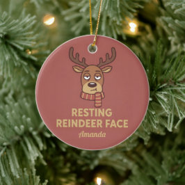 Cerámica Adorno de Navidad Divertido Cara de Reno Descansan
