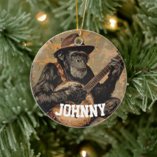CERÁMICA ADORNO DE NAVIDAD DIVERTIDO PERSONALIZADO DE MONO