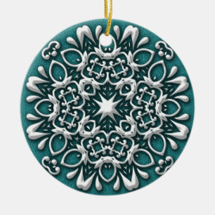 Cerámica Adorno de Navidad elegante turquesa y plata