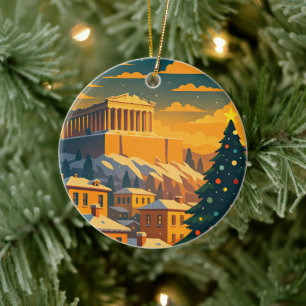 Cerámica Adorno de Navidad en Atenas • Grecia Festiva