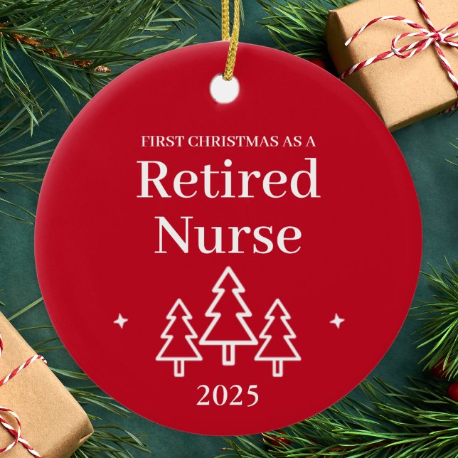 Cerámica Adorno de Navidad Enfermera Jubilada Rojo 2026 (Retired Nurse Red Christmas Ornament
)