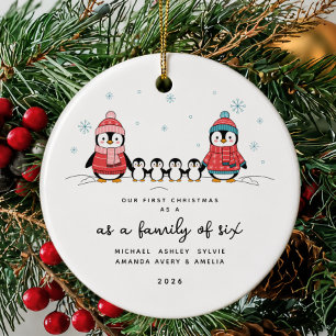 Cerámica Adorno de Navidad Familia de Pingüinos de Seis