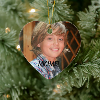 CERÁMICA ADORNO DE NAVIDAD FOTO CORAZÓN FORMA PERSONALIZADO