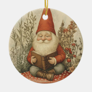 Cerámica Adorno de Navidad Gnomo para Amantes de los Libros