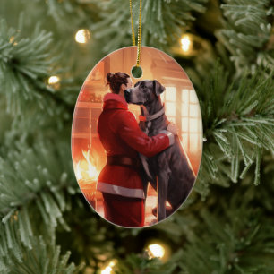 Cerámica Adorno de Navidad Gran Danés, Regalo de Memorial d