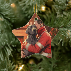 Cerámica Adorno de Navidad Gran Danés, Regalo de Memorial d