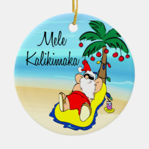 Cerámica Adorno de Navidad hawaiano Santa Palmera