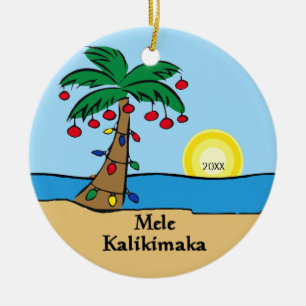 Cerámica Adorno de Navidad hawaiano tropical de palmera