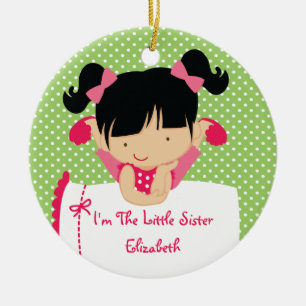 Cerámica Adorno de Navidad Hermana Pequeña Niña Rubia Dulce
