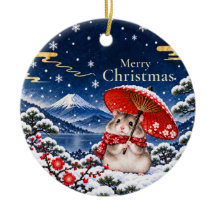 Adorno de Navidad japonés de hámster de invierno M