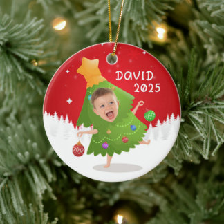 Cerámica Adorno de Navidad - mensaje con nombre y foto pers