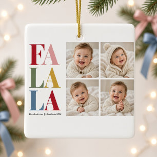 Cerámica Adorno de Navidad para bebé con cuatro fotos Fa La