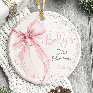Cerámica Adorno de Navidad para bebé, lazo coqueto