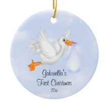 Adorno de Navidad para bebé Niño Cigüeña Primer Na