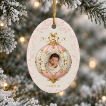 Adorno de Navidad para foto de bebé niña en su pri
