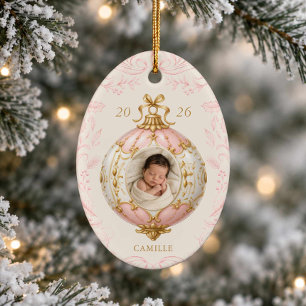 Cerámica Adorno de Navidad para foto de bebé niña en su pri