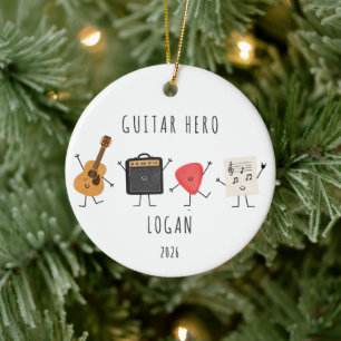 Cerámica Adorno de Navidad para Guitarrista Personalizado