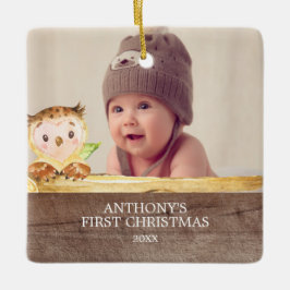 Cerámica Adorno de Navidad para la 1ª foto del bebé búho li