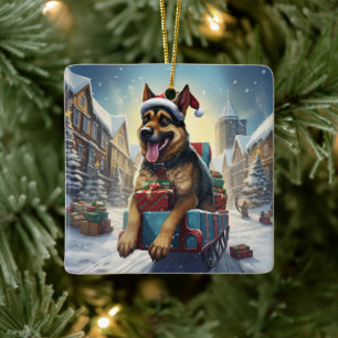 Cerámica Adorno de Navidad para mascota Pastor Alemán, aman